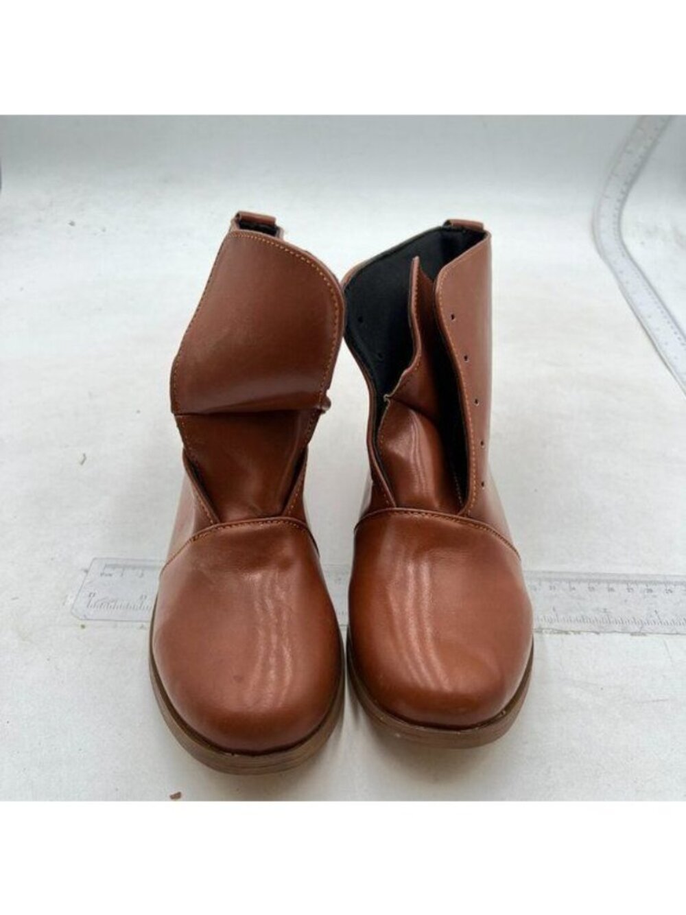 Women's Ankle Boots Low Heel, Lace up Fashion Combat Booties Brown